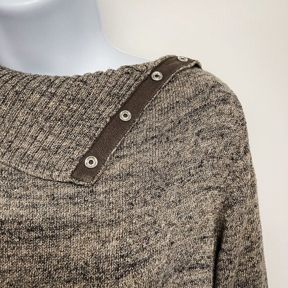 NEW Gap Striped Snap Turtle Neck Long Tunic Sweater Knit Top Split Cowl Sweater - Picture 6 of 9